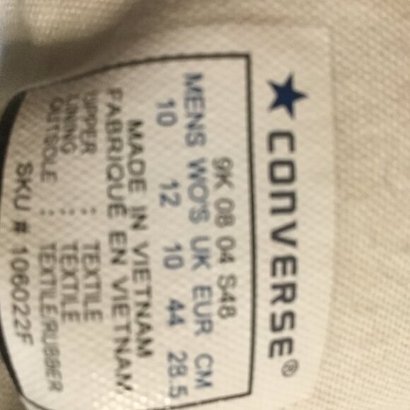 Converse All Star high top canvas unisex sneakers white with black graphic sz 10 - Picture 3 of 7